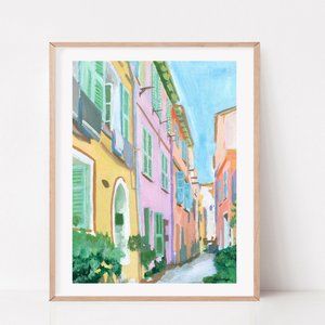 8.5x11 inches French riviera print, Villefranche sur mer, South of france print